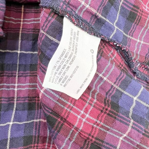 The Nines by Hatch Blouse Womens Medium Blue & Red Plaid Button-Back Bell Sleeve - Picture 9 of 11